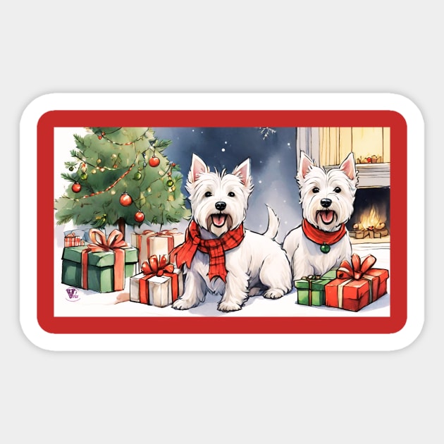 Christmas Westies Sticker by Viper Unconvetional Concept